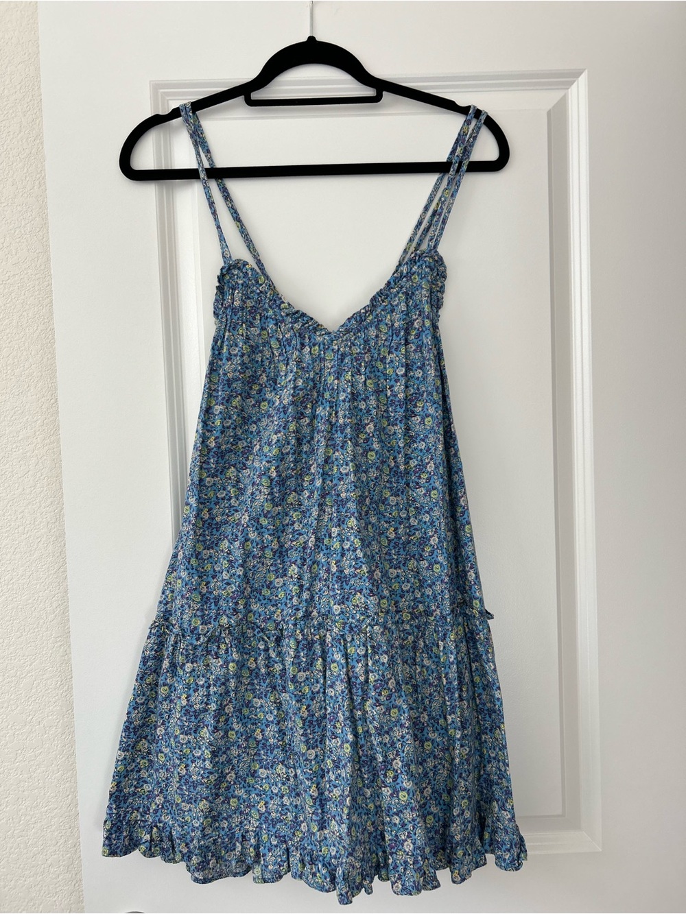 Universal Thread Blue Floral Tiered Sundress with Spaghetti Straps